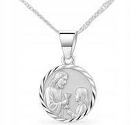 NASZYJNIK SREBRNY ŁAŃCUSZEK DLA DZIEWCZYNKI MEDALIK NA KOMUNIĘ SREBRO 925