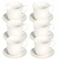6x Filiżanka Porcelanowa 400ml Biała Duża JUMBO Ze Spodkiem 15,5cm LIVELLO