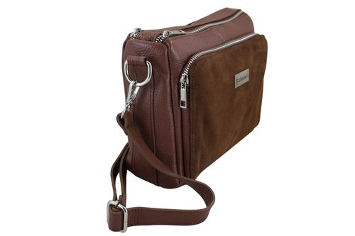 Codzienna torebka ze skóry naturalnej z zamszem - Brązowa na Arena.pl