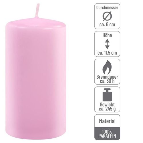 Zestaw świec filarowych, 11,5 cm, Ø 6 cm, różowe, 6 szt. na Arena.pl