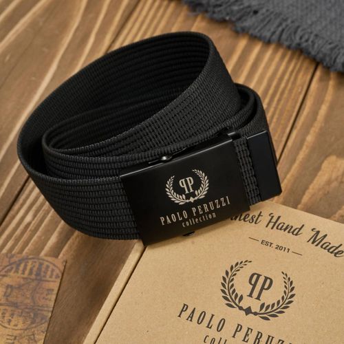 pasek do spodni męski 115 cm pasek parciany do jeansów czarny paolo peruzzi na Arena.pl