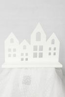 Stroik drewniane 4 domki biały ozdoba święta