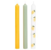 Zestaw 3 świeczek długich tradycyjnych 22 x 2 cm cytryna