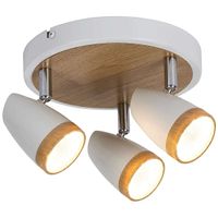 Plafon LAMPA sufitowa KAREN 5566 Rabalux okrągła OPRAWA skandynawska LED 12W 3000K regulowane reflektorki drewno białe