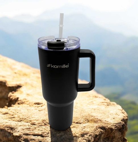 stalowy kubek termiczny termos 1200ml z rączką i słomką km-2172 na Arena.pl