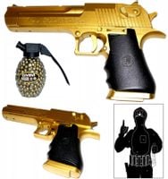 PISTOLET NA KULKI BROŃ MAGNUM PISTOLETY ZŁOTY + TARCZA