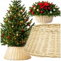 Osłona na doniczkę wiklinowa pod choinkę na święta stojak wiklina kosz beż