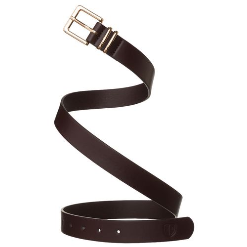 brązowy, wąski pasek damski ze skóry ekologicznej - peterson 105 na Arena.pl