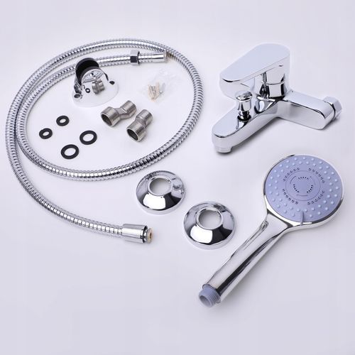 Bateria wannowa ścienna chrom srebrna z prysznicem kran do wanny YOKA HOME na Arena.pl