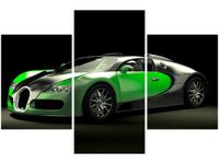 90X60CM OBRAZ ZIELONE BUGATTI VEYRON TRZY OBRAZY
