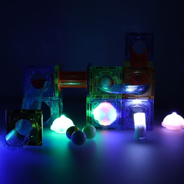 Klocki magnetyczne marble tor kulkowy świecący 49 elementów zdjęcie 10