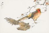 Plakat 45x30cm Golden Pheasant, Kashu Japoński Vintage do Salonu