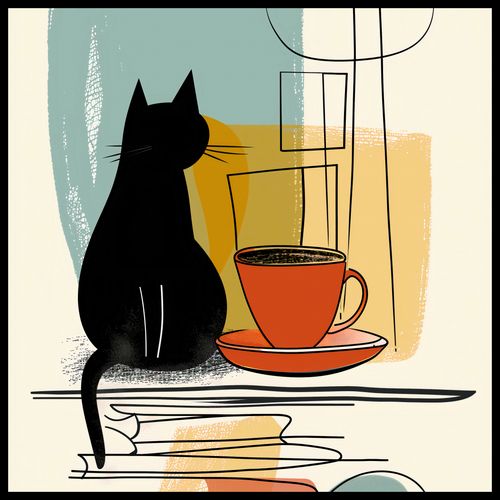 Plakat 60x60cm Kot i Kawa na Arena.pl