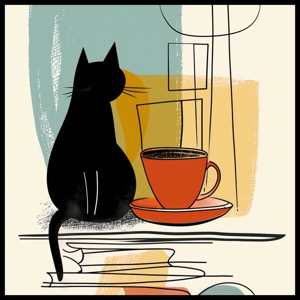 Plakat 60x60cm Kot i Kawa zdjęcie 2