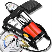 MOCNA POMPKA NOŻNA DWUTŁOKOWA SAMOCHODOWA ROWEROWA Z MANOMETREM