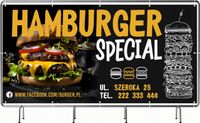 BANER REKLAMOWY 200x100 cm projekt w cenie oczkowany HAMBURGER FAST FOOD
