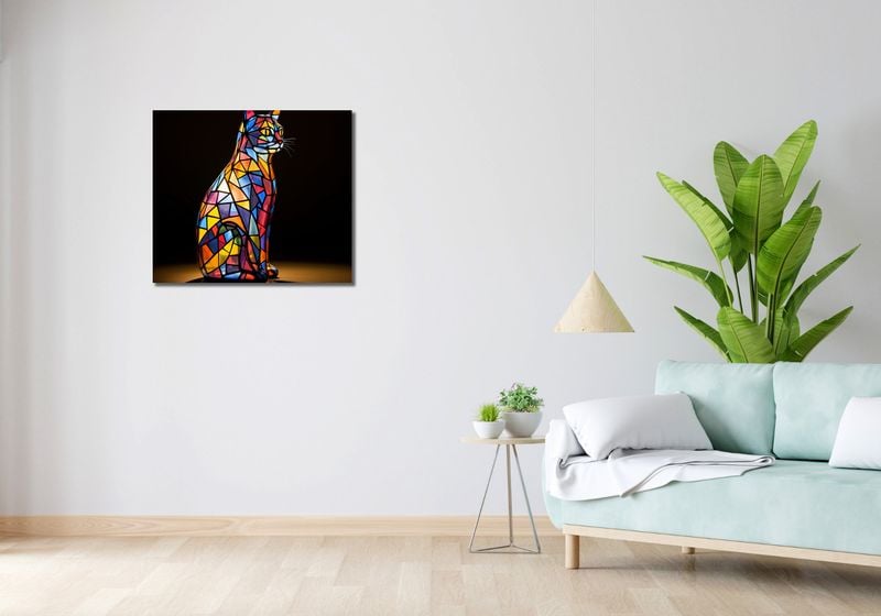 Obraz 70x60cm Koci Witraż zdjęcie 2