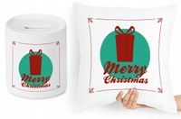 Na Święta Zestaw Poduszka + Skarbonka Prezent Z Nadrukiem Ze Zdjęciem