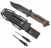 NÓŻ MYŚLIWSKI Taktyczny SURVIVALOWY Krzesiwo Kompas Gwizdek Ostrzałka N541