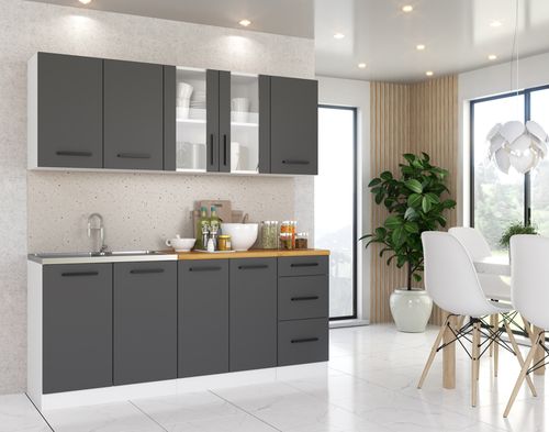 Meble Kuchenne Szare Mat Modułowe Kuchnia Rest 2.0m Pojemna Nowoczesna na Arena.pl