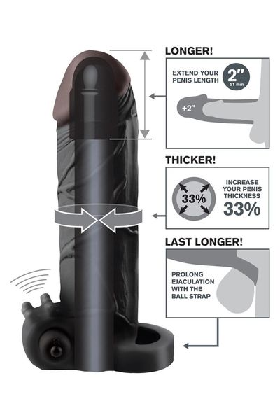 FANTASY X-TENSIONS VIBRATING REAL FEEL 2 INCH EXTENSION BLACK zdjęcie 3