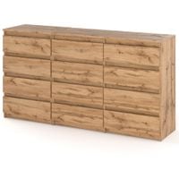 Komoda 12 Szuflad Nowoczesna Drewniana Szafka Młodzieżowa Rtv 180cm Wotan