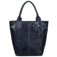 VERA PELLE torebka damska skórzana shopper z saszetką V550 granatowa