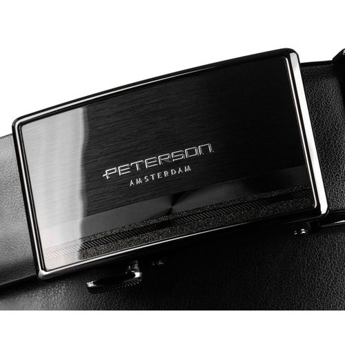 skórzany pasek męski w czarnym kolorze z automatyczną klamrą - peterson na Arena.pl