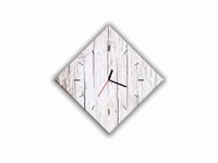 ZEGAR SZKLANY ROMB - Białe deski