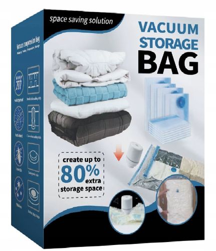 12x WORKI PRÓŻNIOWE DO PAKOWANIA NA UBRANIA POŚCIEL DO WALIZKI 2X POMPKA na Arena.pl