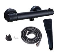 BATERIA TERMOSTATYCZNA PRYSZNICOWA ŚCIENNA CZARNA