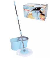 Zestaw mop obrotowy rotacyjny z wiaderkiem i drążkiem ZEFIR błękitny