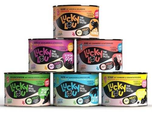 Monoproteinowa karma dla kotów z alergią na żywność - Lucky Lou MIX 6x200g na Arena.pl