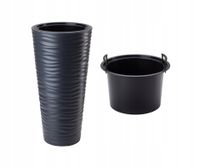 Doniczka okrągła Sahara Dunes Slim 40 | Antracyt, Kształt Okrągły, Wymiary 39.5x79 cm, Kolor Antracyt, Form-Plastik