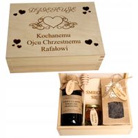 Pudełko Drewniane Prezent dla  Rodziców Chrzestnych CHRZEST KOMUNIA
