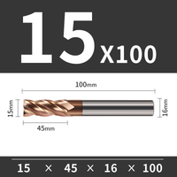 Frez TiSiN 4 ostrza Z-4 do stali nierdzewnej do 55HRC Roz. Ø15x45x16Dx100L