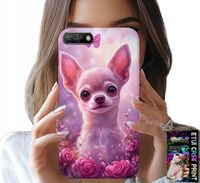 ETUI DO HUAWEI Y6 2018 - SŁODKA CHIHUAHUA NA RÓŻOWYM TLE KWIATAMI