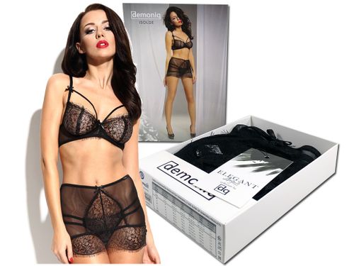 Czarny koronkowy pas do pończoch z biustonoszem XL na Arena.pl