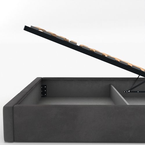 ŁÓŻKO TAPICEROWANE 160x200 ŁÓŻKO PODWÓJNE Z POJEMNIKIEM GRAFITOWE na Arena.pl