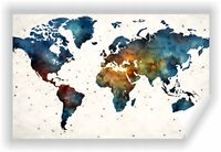 Fototapeta PREMIUM STRUKTURA ZMYWALANA POD WYMIAR BARWNA MAPA ŚWIATA
