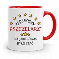 Kubek Czerwony Pszczelarza Najlepszy Pszczelarz Z Nadrukiem Ze Zdjęciem