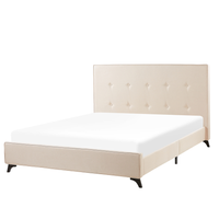 Łóżko tapicerowane 140 x 200 cm beżowe AMBASSADOR