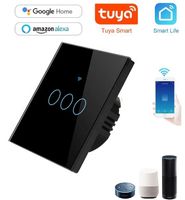 WŁĄCZNIK DOTYKOWY SZKLANY ŚWIATŁA 3 CH WIFI BEZ N LUB Z N TUYA SMART CZARNY