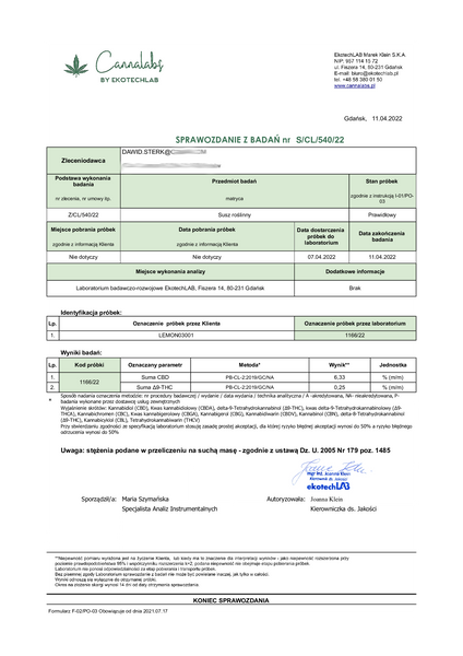 Susz CBD konopny Lemon Tree 20G zdjęcie 4