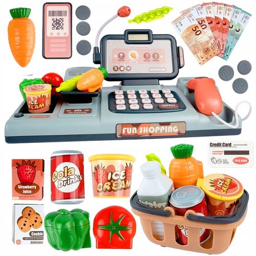 KASA FISKALNA ZABAWKA KASA SKLEPOWA INTERAKTYWNA ZAKUPY SKANER TAŚMA KOSZYK na Arena.pl