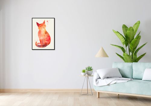 Plakat 50x70cm Akwarelowy Kot na Arena.pl