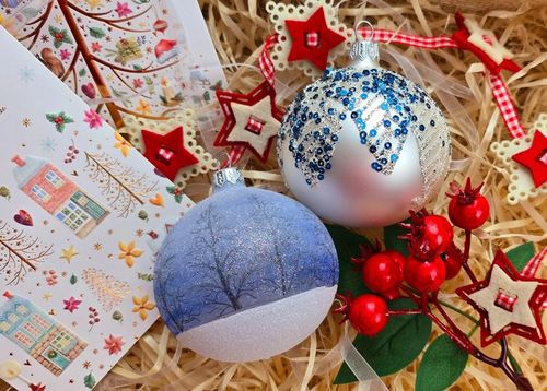 Bombki choinkowe szklane ręcznie malowane, 8cm, komplet 6 sztuk na Arena.pl