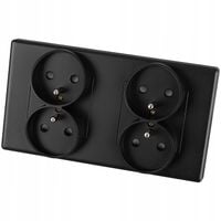 Gniazdo Podwójne Czarne Zestaw Ramka Podwójna i 2 x Gniazdko MIUUN Leo