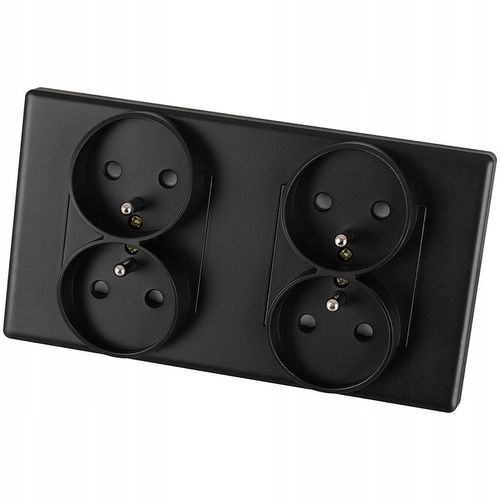 Gniazdo Podwójne Czarne Zestaw Ramka Podwójna i 2 x Gniazdko MIUUN Leo na Arena.pl