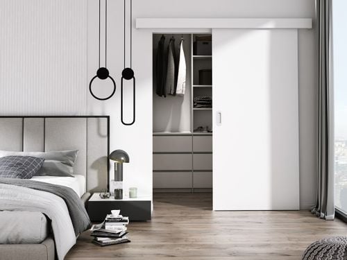 Drzwi przesuwne białe  76 cm cały zestaw na Arena.pl